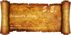 Simonfi Elek névjegykártya